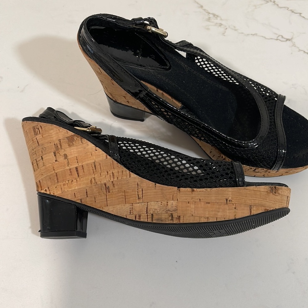 Fendi cork platform open toe sling sandals EUC